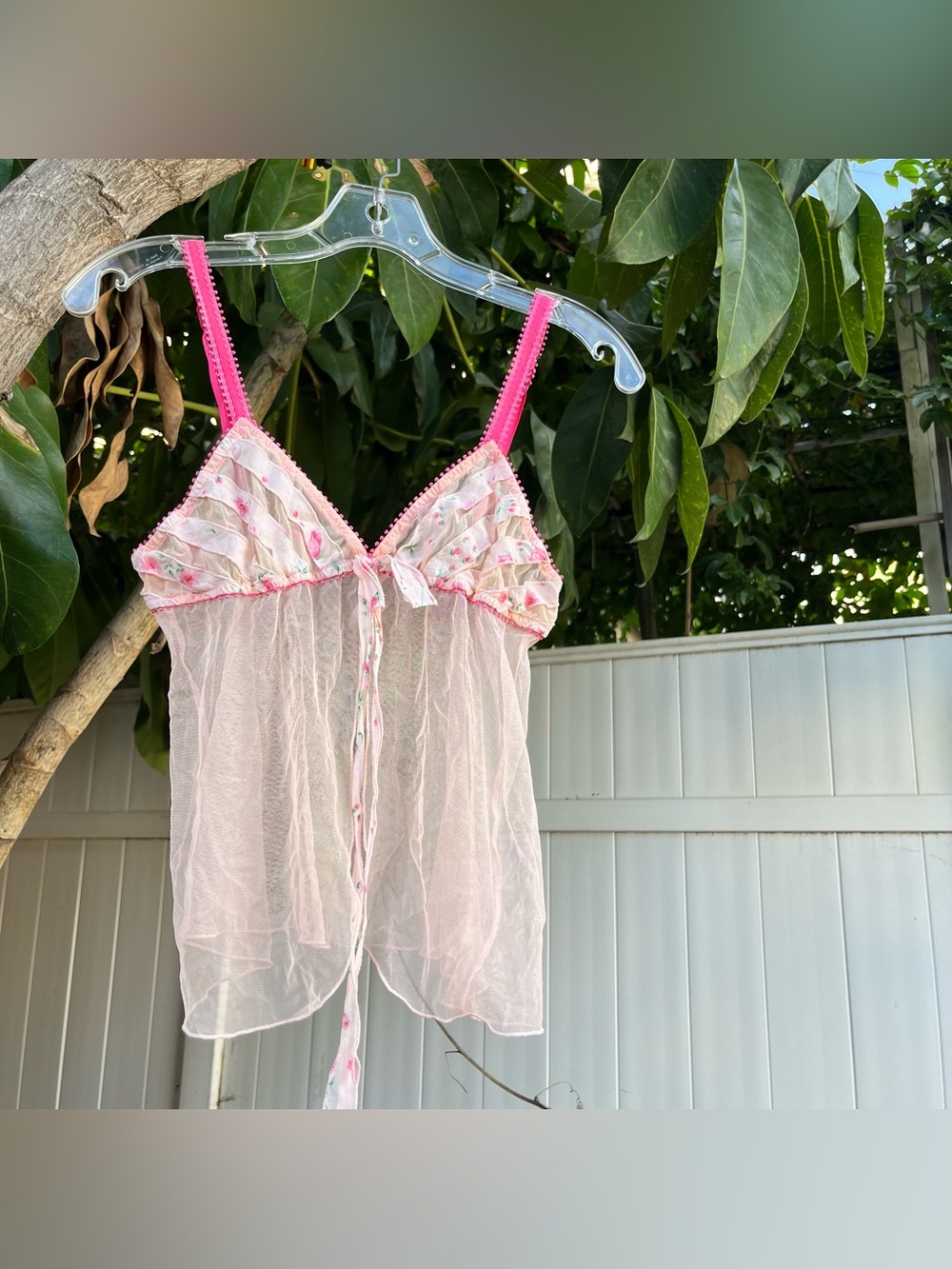 Vintage 2004 Victoria’s Secret Pink Semi Sheer Cami Top with a Slit!